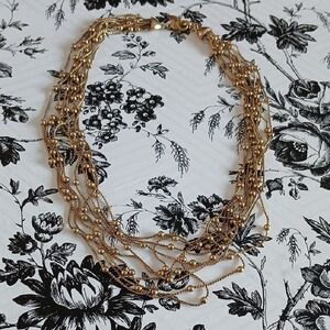 MONET Vintage‎ Feminine Elegant Goldtone Mini Bead Multi-Strand Choker  Necklace